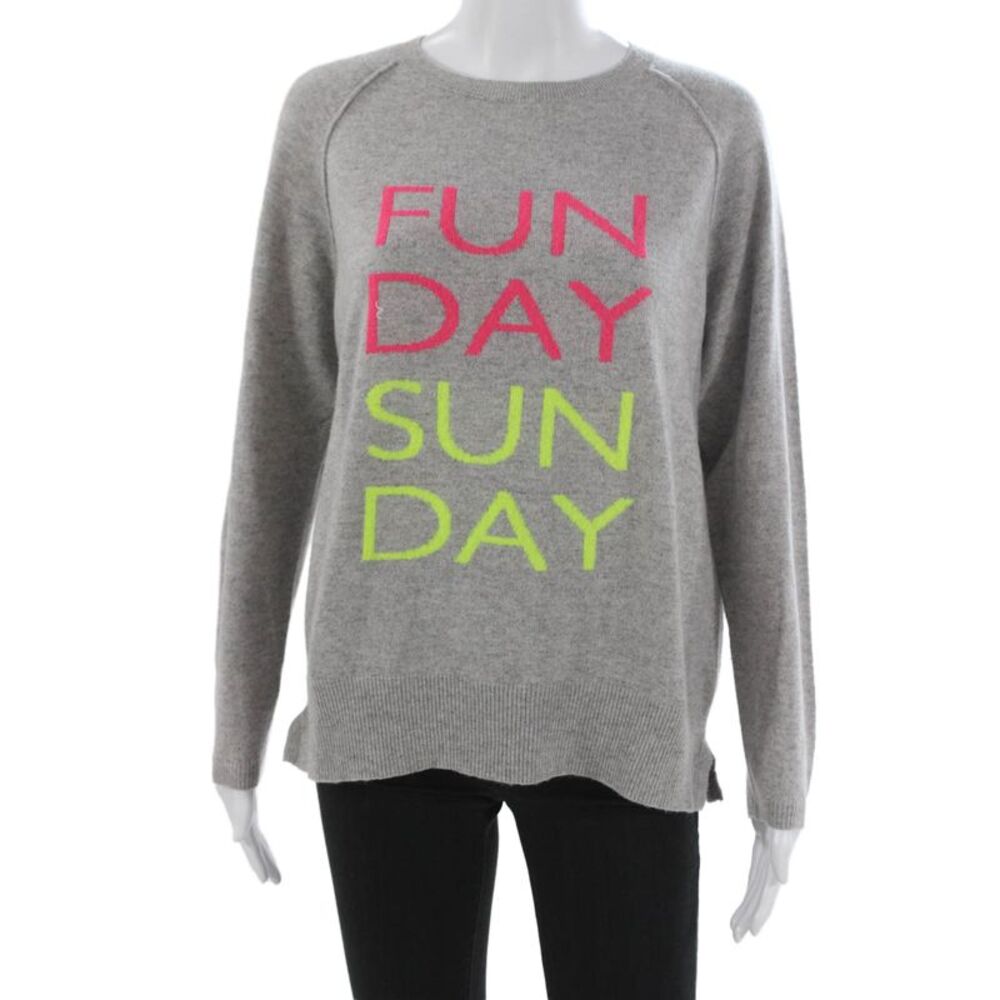 Brodie Women Cashmere Pullover Crew Neck Gray Long Sleeve Size M